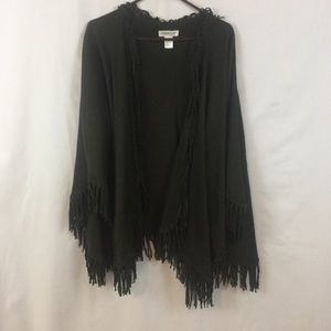 Cold Water Creek olive green fringed shawl.